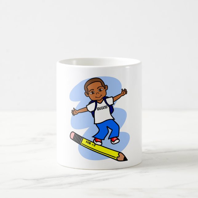Boy Surfing on Yellow Pencil Mug (Center)