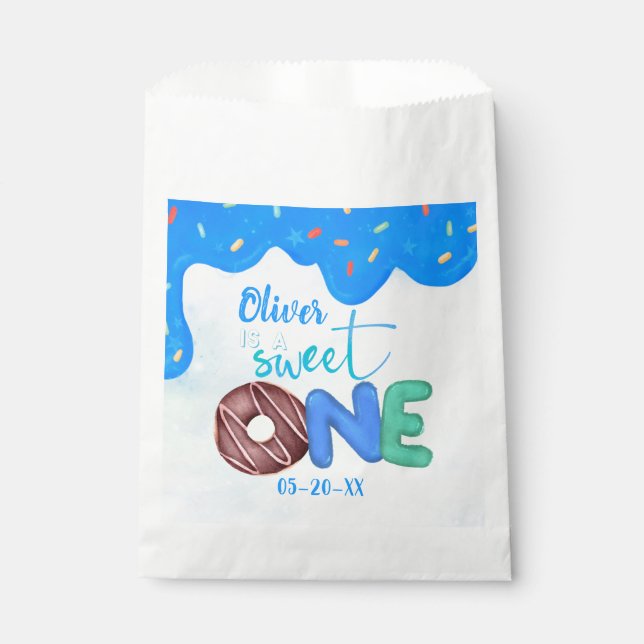 BOY Sweet One Pink Frosting First Birthday Favour Bags (Front)