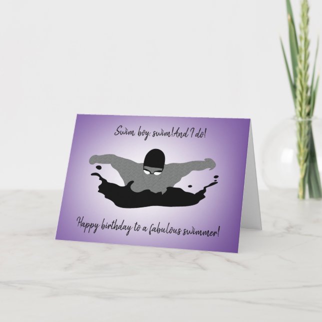 Boy Swimmer Birthday Card (Front)
