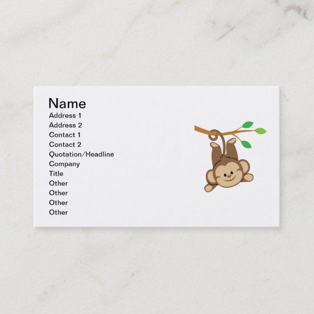 Boy Swinging Monkey Business Card (Front)