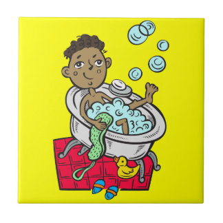 Boy Taking Bath Tile