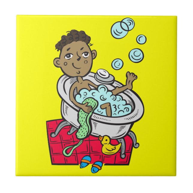Boy Taking Bath Tile (Front)
