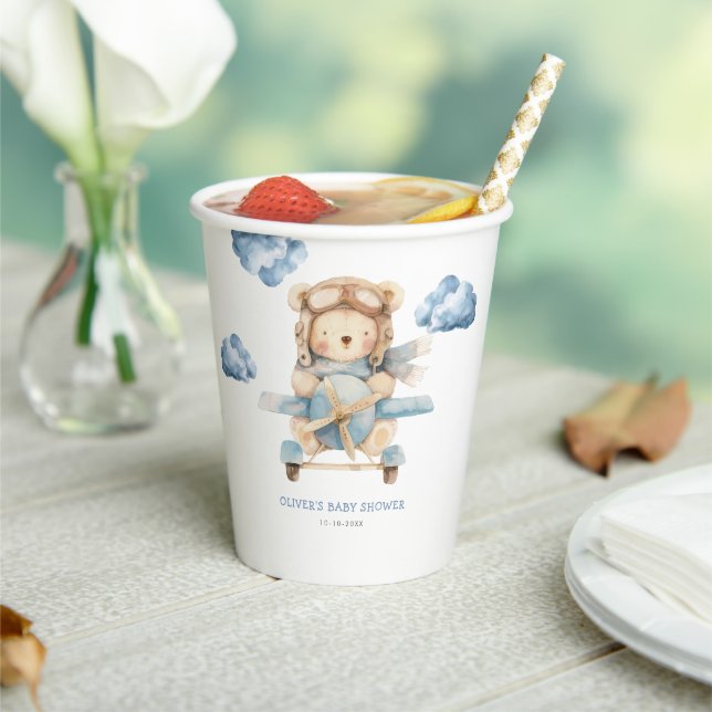 Boy Teddy Bear Baby Shower Paper Cups (Insitu)