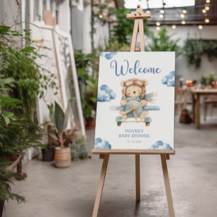 Boy Teddy Bear Baby Shower Welcome Sign