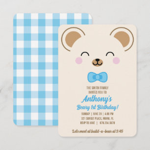 Boy Teddy Bear Birthday Party Evite or Print Invitation
