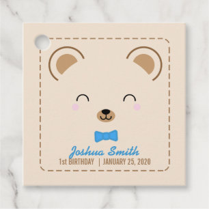 boy teddy bear BIRTHDAY PARTY thank you favour tag