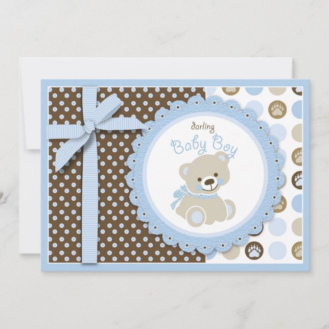 Boy Teddy Bear Blank Card (Front)