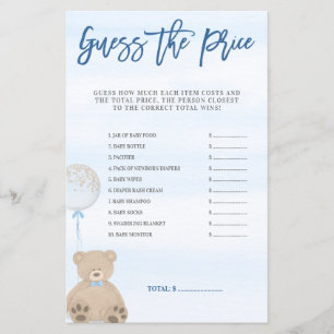 Boy Teddy Bear Blue Balloon Guess the Price Game