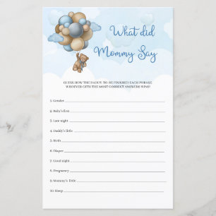 Boy Teddy bear blue balloons What Did Mummy Say