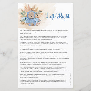 Boy teddy bear blue flowers pampas palm Left Right