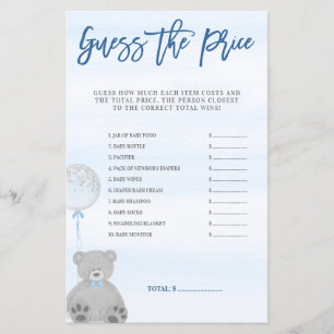 Boy Teddy Bear Blue Grey Balloon Guess the Price
