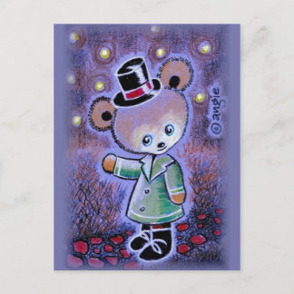 Boy Teddy Bear In Top Hat Postcard
