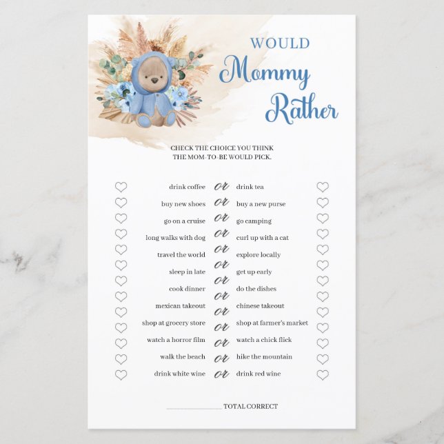 Boy teddy bear pampas grass Would Mummy Rather (Front)