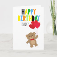 Boy Teddy Bear Personalised Happy Birthday