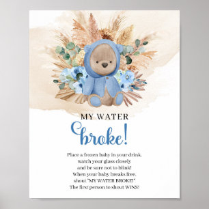 Boy Teddy bear tropical My Water Broke game sign
