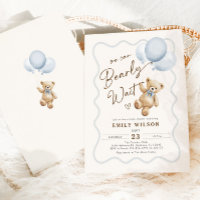 Boy Teddy Bear We Can Bearly Wait Baby Shower