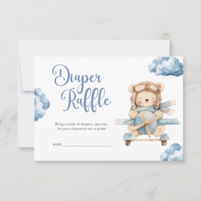 Boy Teddy Bear We Can Bearly Wait Diaper Raffle Card (Front)