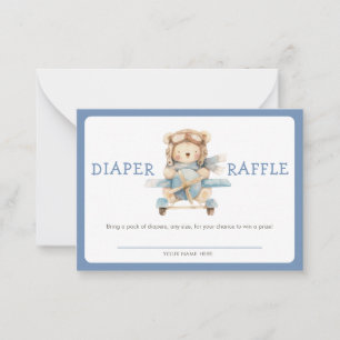 Boy Teddy Bear We Can Bearly Wait Diaper Raffle Card
