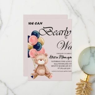 Boy Teddy Bear We Can Bearly Wait Thank You Card