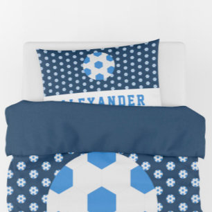Boy Teenager Sports Blue Soccer Ball Personalised Pillowcase