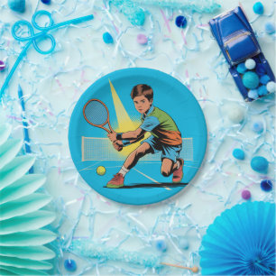 Boy Tennis Birthday Party Paper Plate