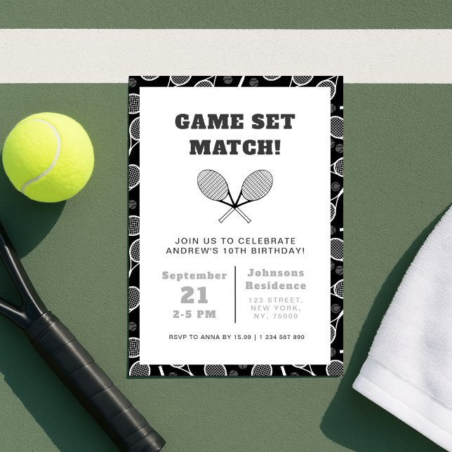 Boy Tennis Birthday Party Rackets Invitation (Creator Uploaded)