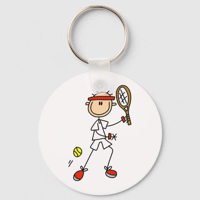 Boy Tennis Player Key Ring (Front)