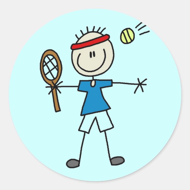 Boy Tennis Player tshirts and Gifts Classic Round Sticker (Front)