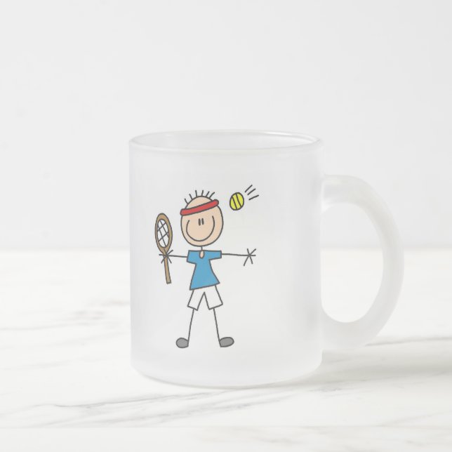 Boy Tennis Player tshirts and Gifts Frosted Glass Coffee Mug (Right)