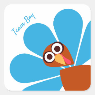 Boy Thanksgiving Gender Reveal Square Sticker