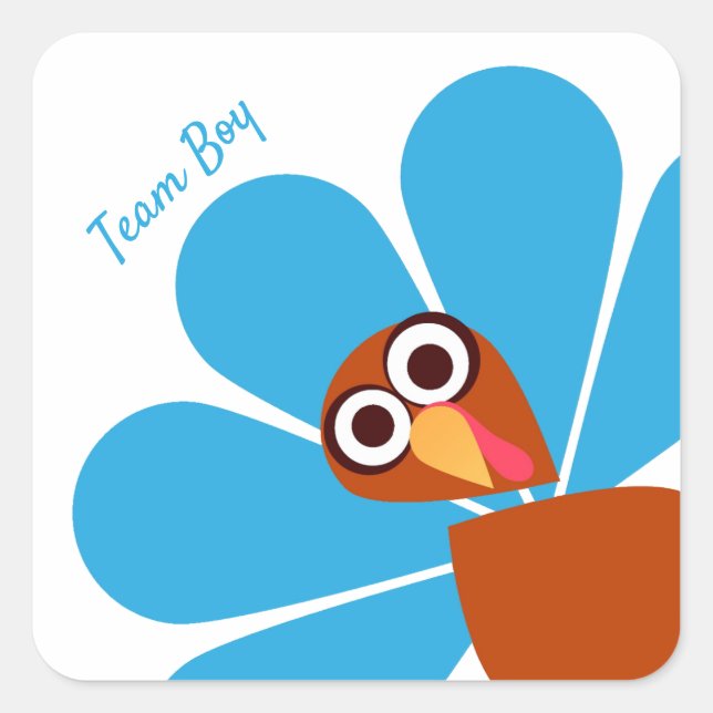 Boy Thanksgiving Gender Reveal Square Sticker (Front)
