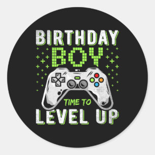 Boy Time To Level Up Video Game Birthday Boys 1 Classic Round Sticker