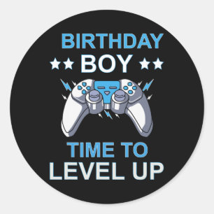 Boy Time To Level Up Video Game Birthday Boys Kids Classic Round Sticker