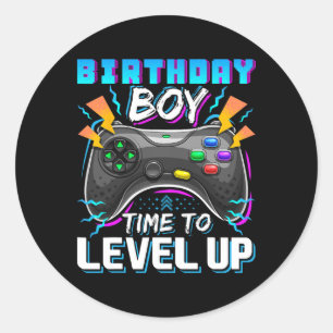 Boy Time To Level Up Video Game Birthday Gamer 10 Classic Round Sticker