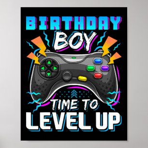 Boy Time To Level Up Video Game Birthday Gamer 10 Poster