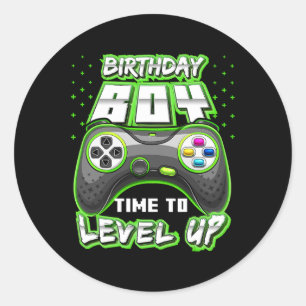 Boy Time To Level Up Video Game Birthday Gamer 11  Classic Round Sticker