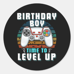 Boy Time To Level Up Video Game Birthday Gamer 2  Classic Round Sticker