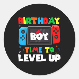 Boy Time To Level Up Video Game Birthday Gamer 4  Classic Round Sticker