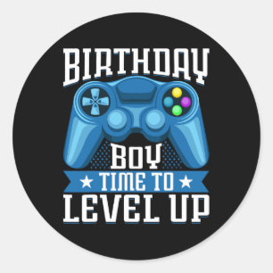 Boy Time To Level Up Video Game Birthday Gamer 7  Classic Round Sticker