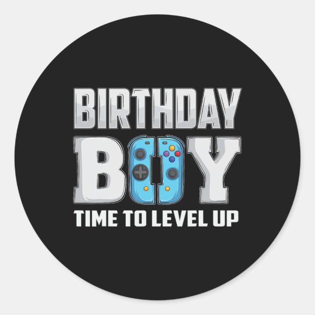 Boy Time To Level Up Video Game Birthday Gamer 9  Classic Round Sticker (Front)