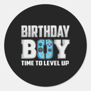 Boy Time To Level Up Video Game Birthday Gamer 9  Classic Round Sticker