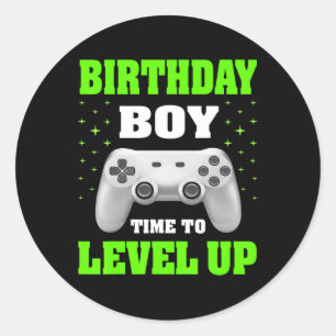 Boy Time To Level Up Video Game Birthday Gift Boys Classic Round Sticker