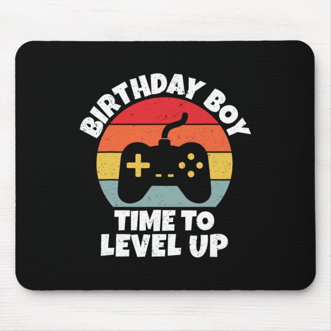 Boy Time To Level Up Video Game Birthday  Mouse Mat (Front)