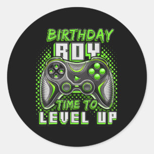 Boy Time To Level Up Video Game Birthday Party Boy Classic Round Sticker