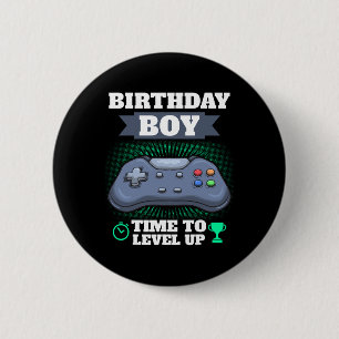 Boy Time To Level Up Video Game Theme Party Gamer 6 Cm Round Badge