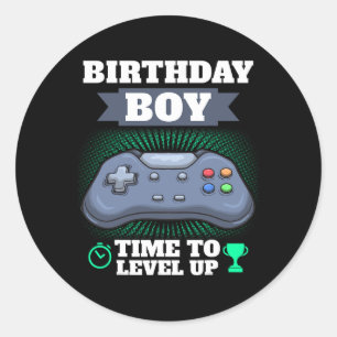 Boy Time To Level Up Video Game Theme Party Gamer  Classic Round Sticker
