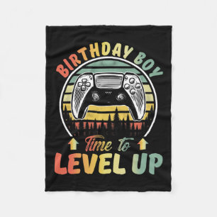 Boy Time To Level Up Video Games Gamer Birthday 1 Fleece Blanket
