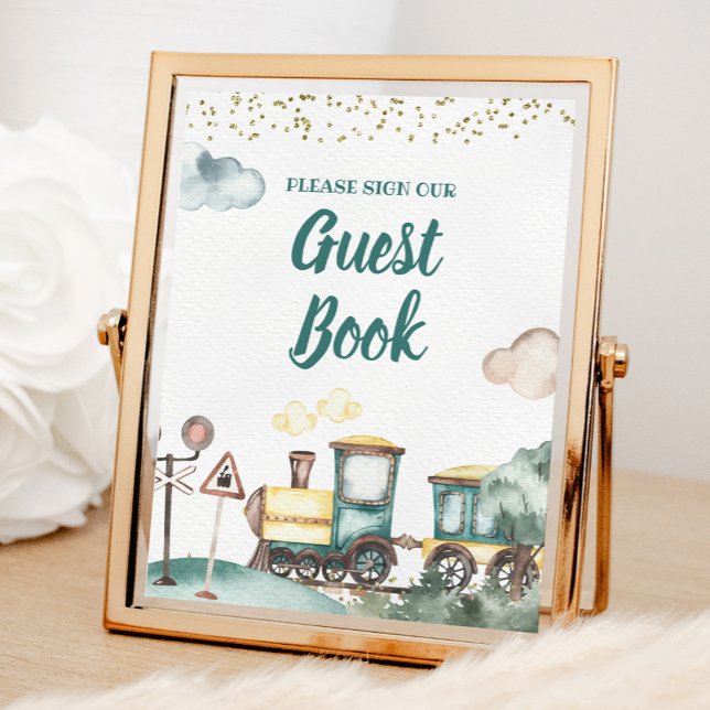 Boy Train Birthday Guest Book Sign (Creator Uploaded)