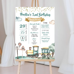 Boy Train Birthday Milestone Sign