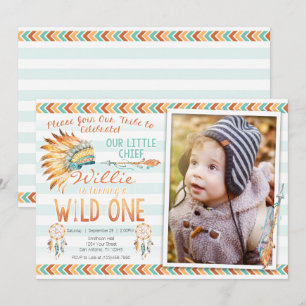 Boy Tribal Boho 1st Wild One Birthday Invitation